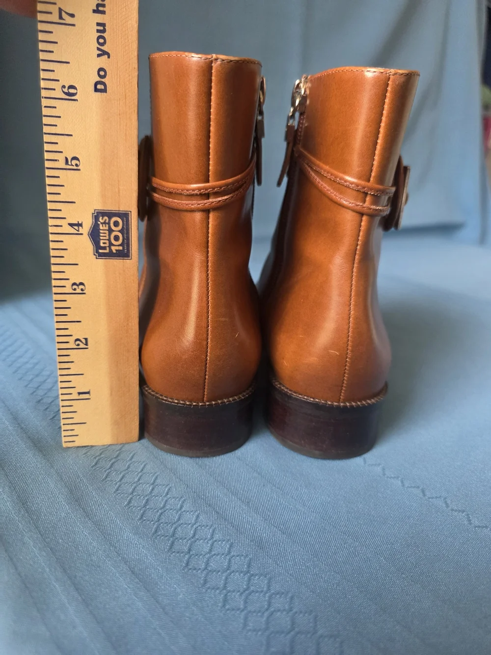 Talbots Women’s Tan Leather Almond‑Toe Ankle Boots Buckle Strap – Size 7B